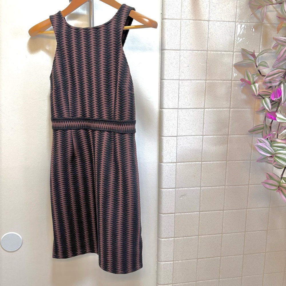 Anthropologie Maeve Meridian Brown Black Midi Dress Size Small Office Bodycon - Picture 2 of 11